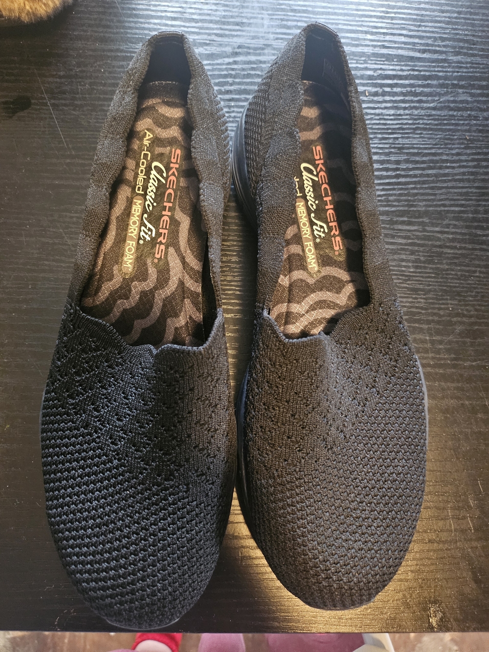 Skechers Black Knit Slip-On Casual Flats